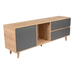 FMFURNITURE - Mesa Para Tv 65 584x1584x38 Cm Café Claro Y Gris