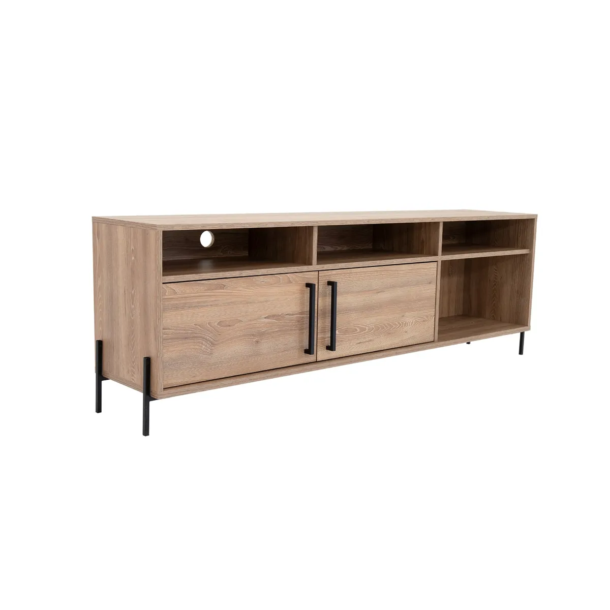 FMFURNITURE - Mesa De Tv 70 Con 2 Puertas 534x1585x346 Cm Café Claro