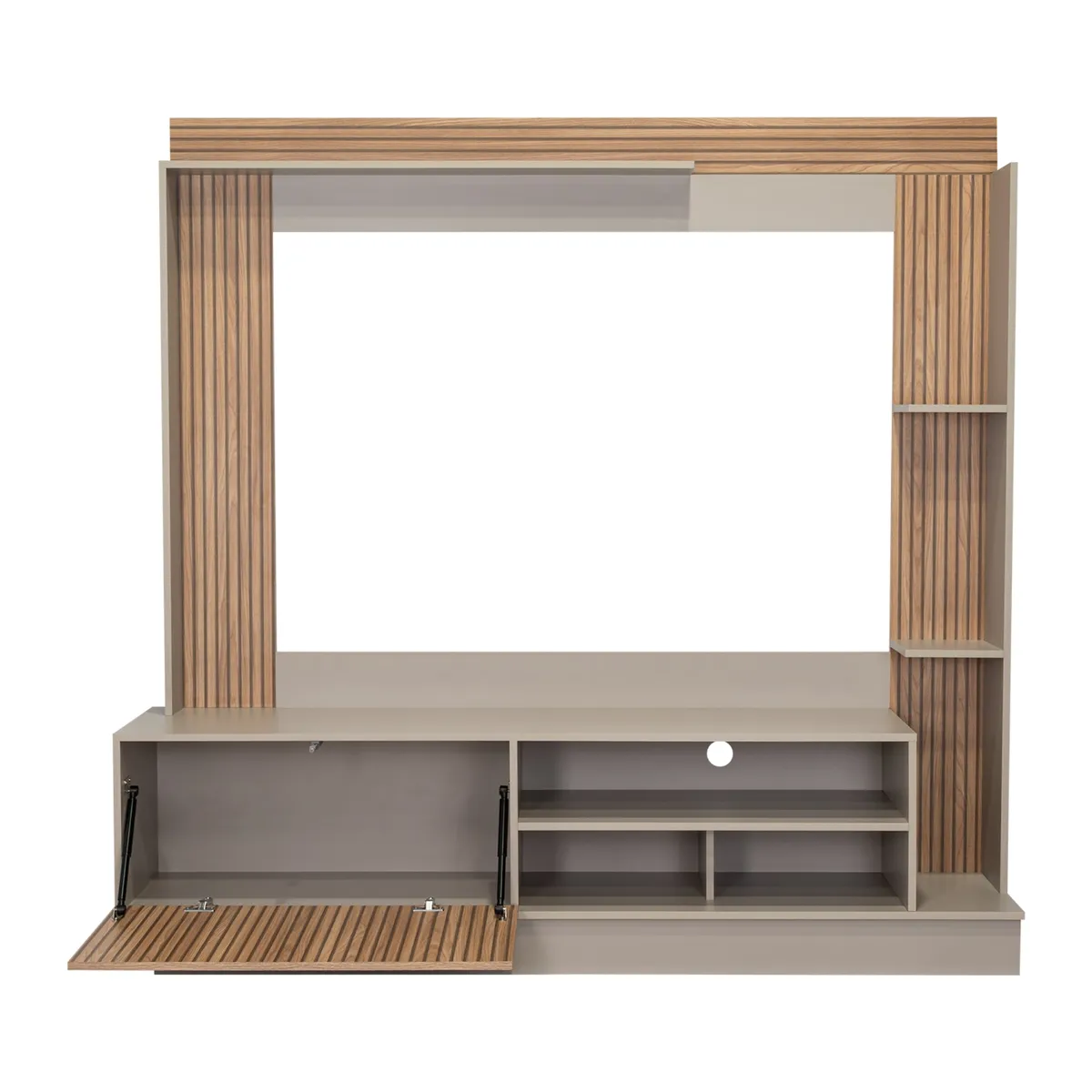 FMFURNITURE - Centro De Entretenimiento Tv 70 175x180x385 Cm Café Claro Y Gris