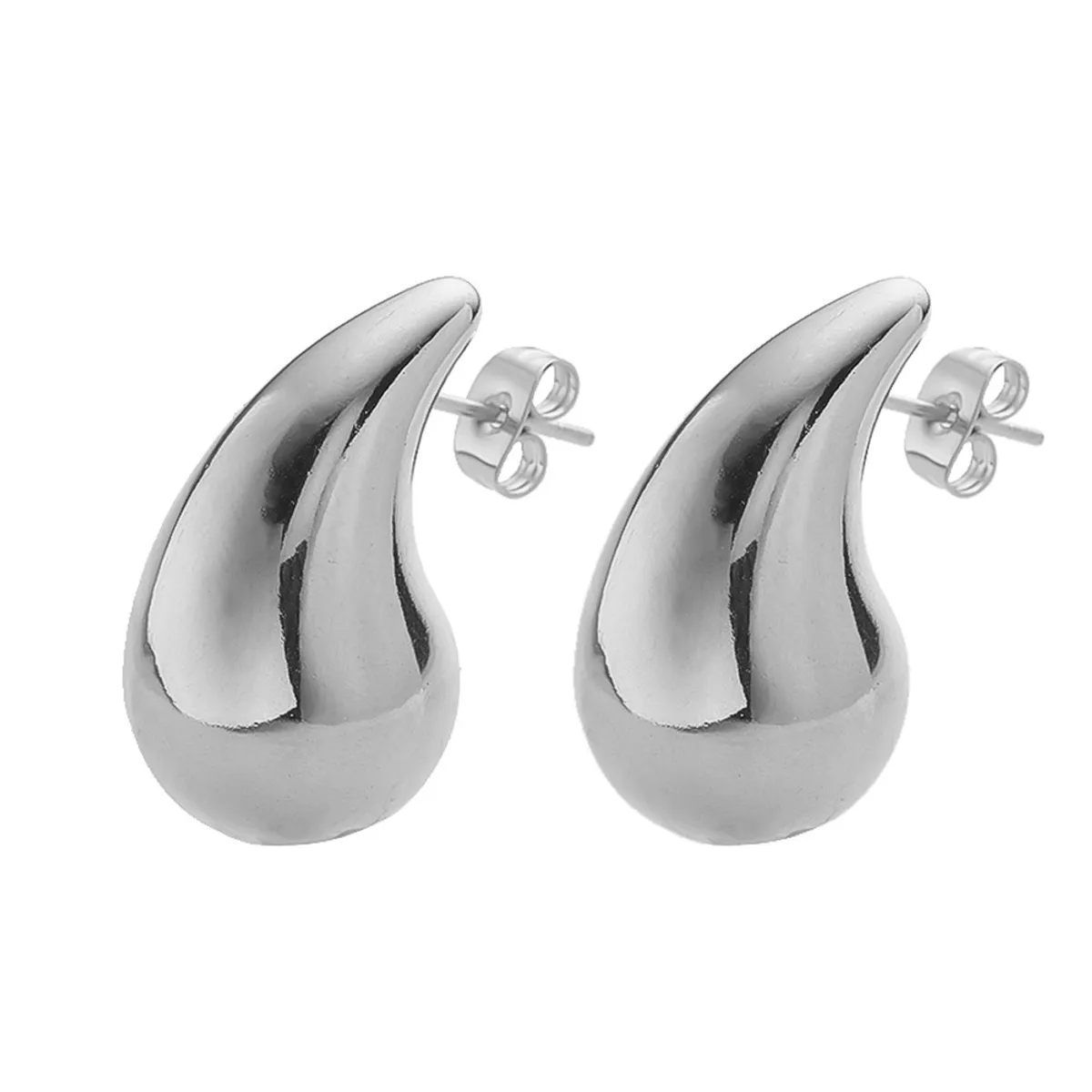 LUX JOYAS - Aros Baño Oro Blanco 18k Pegados Gota
