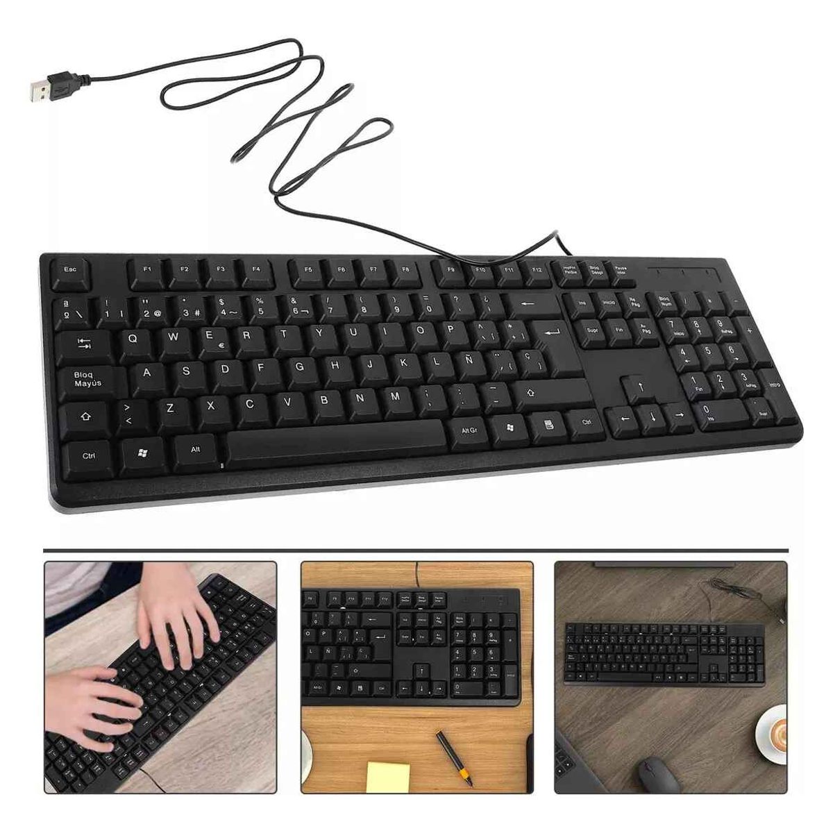 GENERICO - Kit cableado Teclado Y Mouse Alámbrico Negro