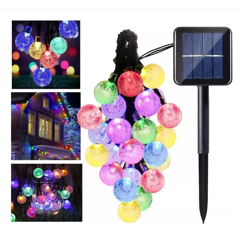 GENERICO - Guirnalda Solar LED Navidad Bolitas Cristal Multicolor