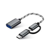 Adaptador Usb Otg Dual micro Usb Y Typo C Cuerpo Metalico
