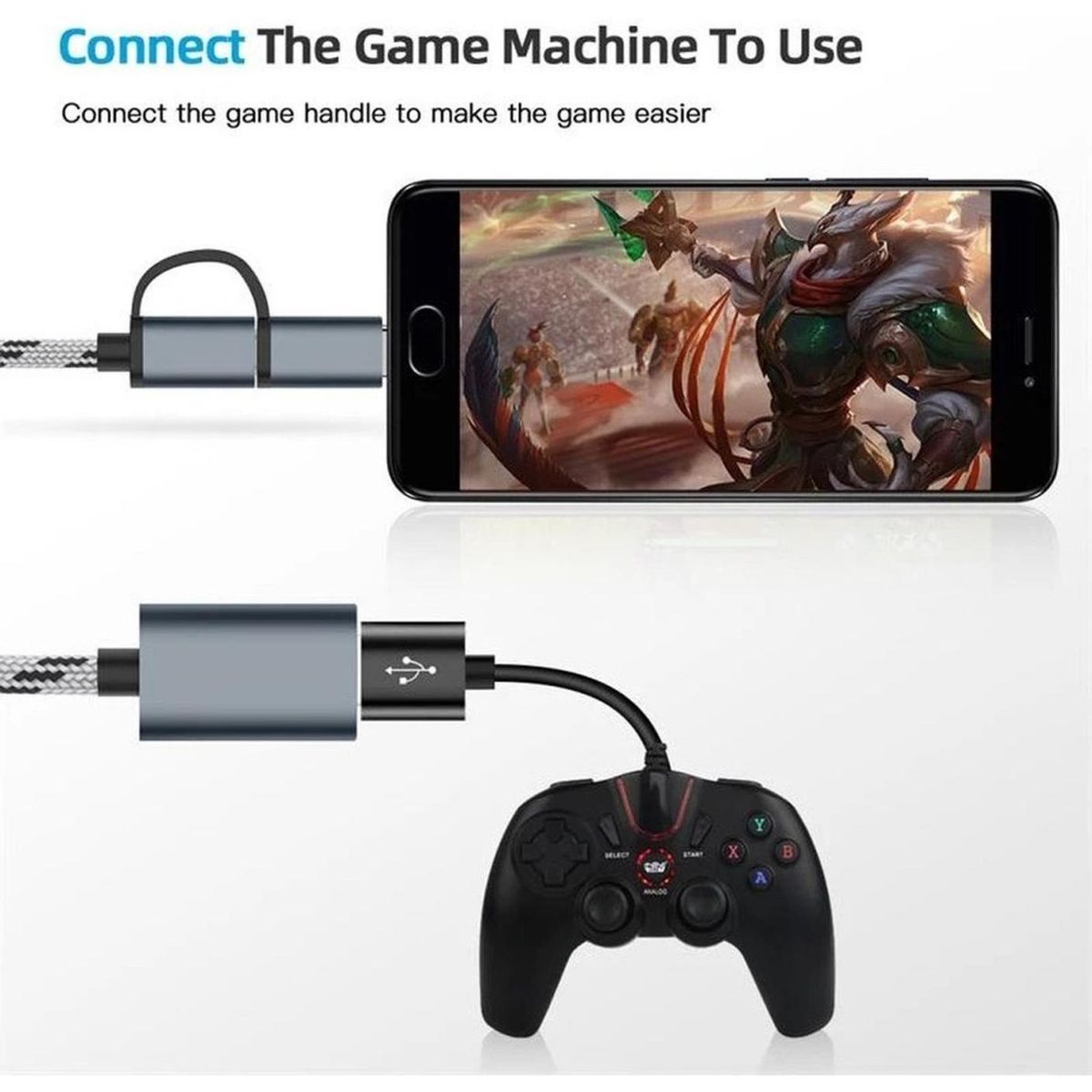 GENERICO - Adaptador Usb Otg Dual micro Usb Y Typo C Cuerpo Metalico