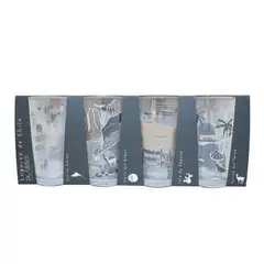 GLASSO - Set 4 Vasos Ciudades De Chile 475 ml