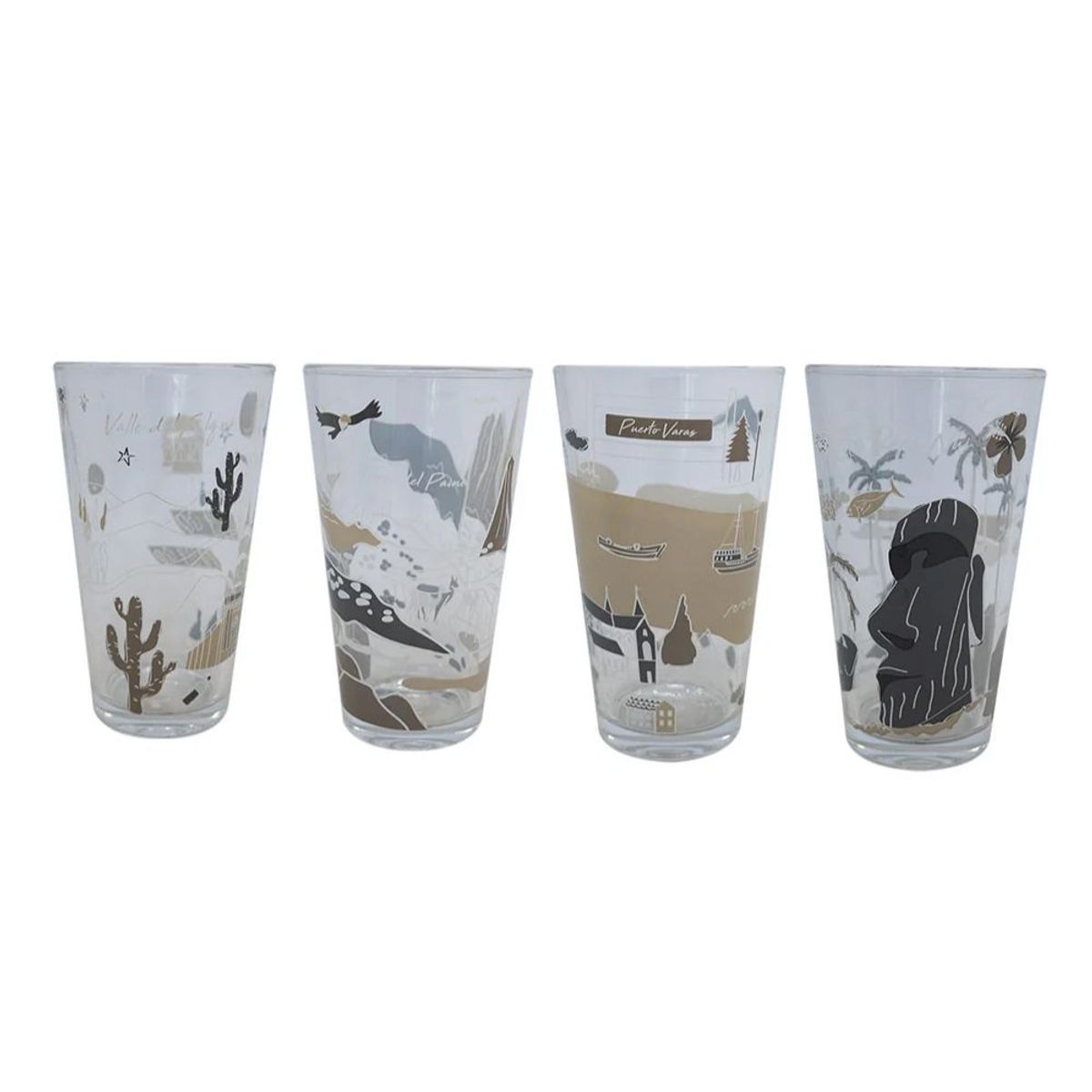 GLASSO - Set 4 Vasos Ciudades De Chile Glasso 475 ml
