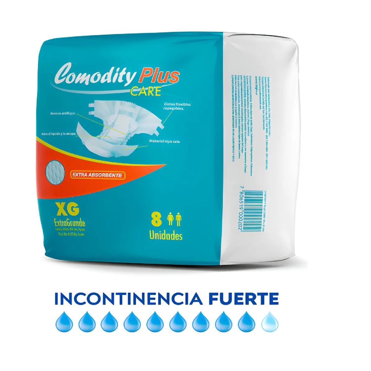 GENERICO - Pañal Adulto Higieclin Plus Care Talla Xg X8 Con Aloe Vera