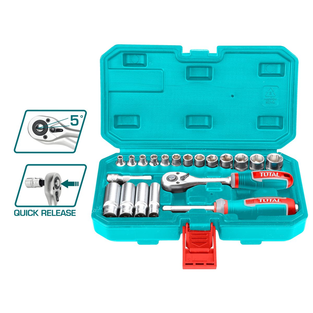 TOTAL TOOLS - Juego Dados 20  Piezas 1/4" Total