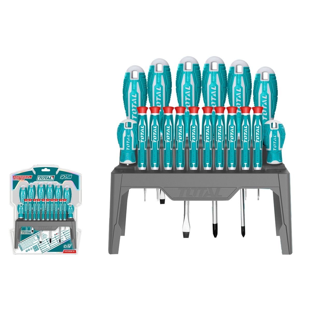 TOTAL TOOLS - Juego Destornillador 18 Piezas Total.