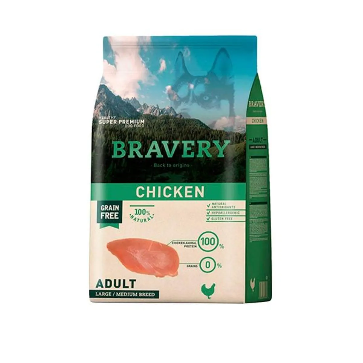 BRAVERY - ALIMENTO BRAVERY CHICKEN ADULT LARGE&MEDIUM BREEDS PERRO 12KG