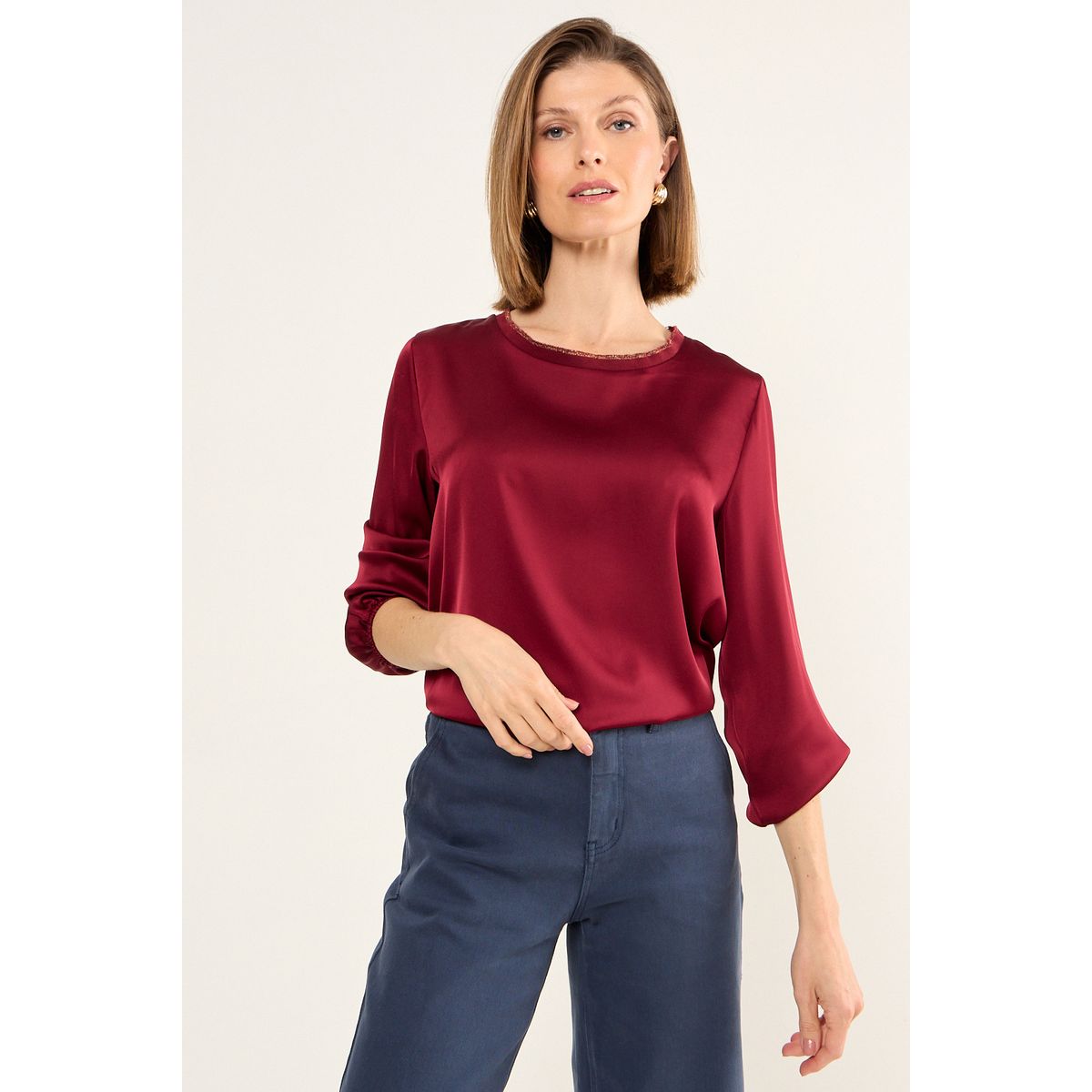 MA GRIFFE - Polera Manga Larga Mujer Burdeos Magriffe