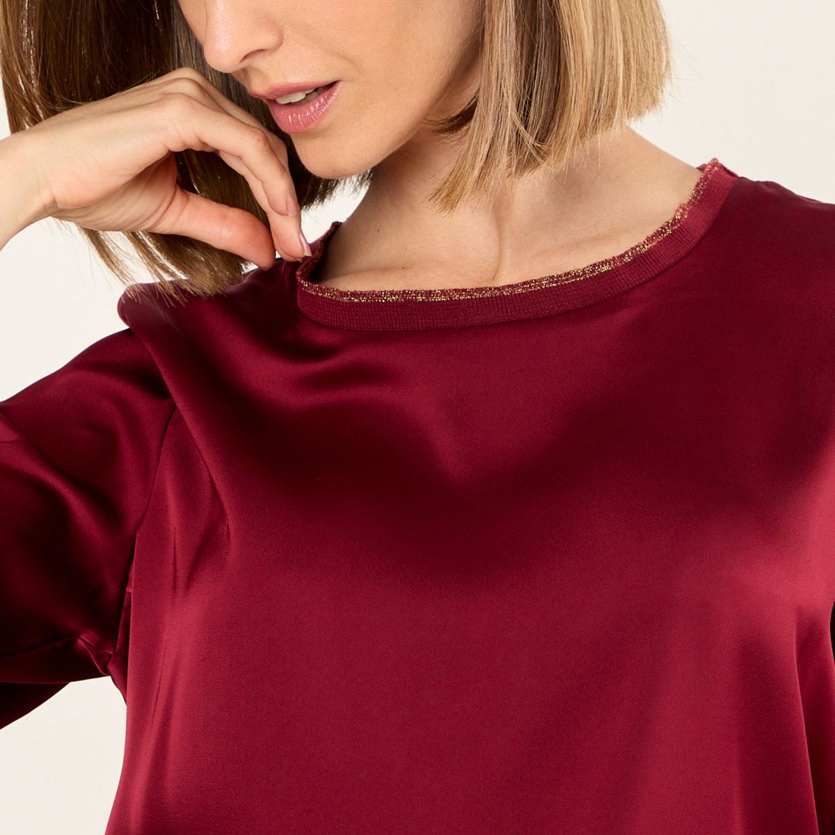 MA GRIFFE - Polera Manga Larga Mujer Burdeos Magriffe