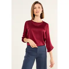 MA GRIFFE - Polera Manga Larga Mujer Burdeos Magriffe
