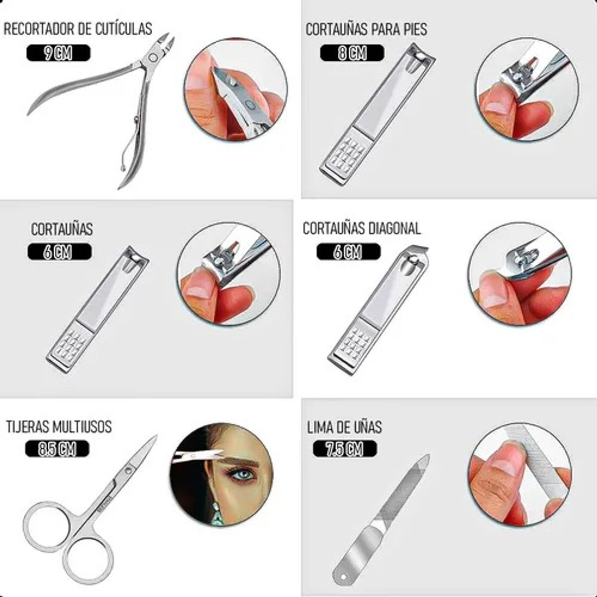 GENERICO - Kit De Manicura Y Pedicura Juego 12 Pcs Manicura Profesional