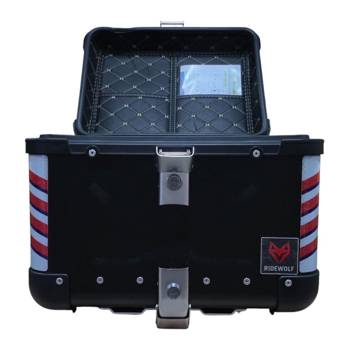 GENERICO - Maleta RIDEWOLF 0710-45 Top Case 45L Negra Moto con llaves
