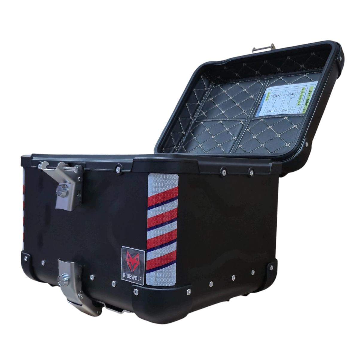 GENERICO - Maleta RIDEWOLF 0710-45 Top Case 45L Negra Moto con llaves