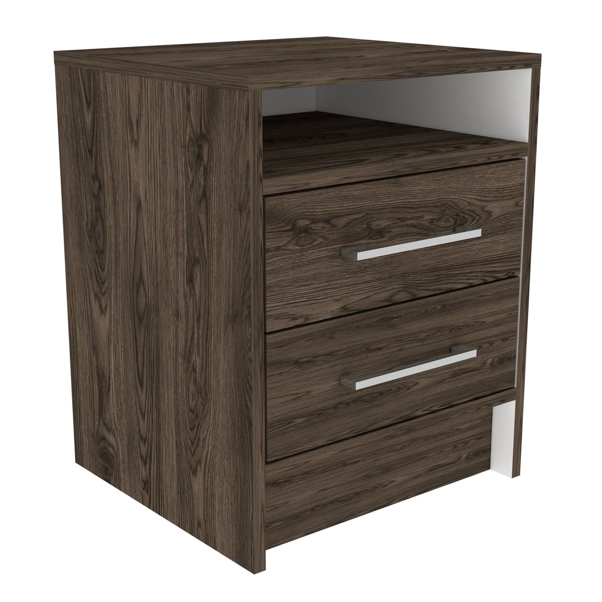 FMFURNITURE - Velador 2 Cajones Fm 50.7x40x37.3 Cm Café Oscuro