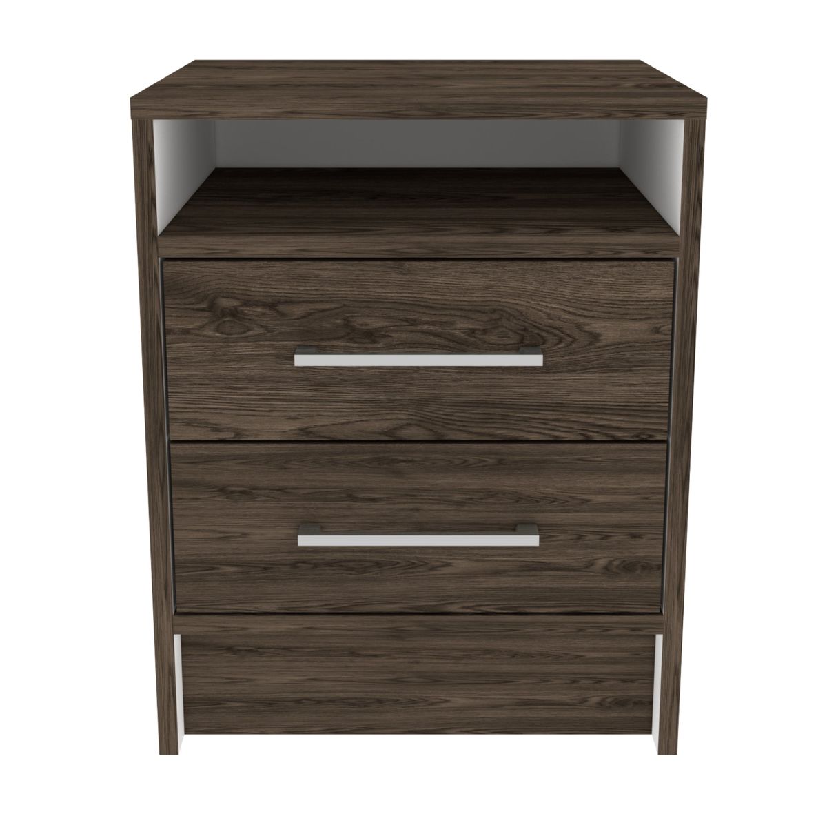 FMFURNITURE - Velador 2 Cajones Fm 50.7x40x37.3 Cm Café Oscuro