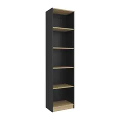 FMFURNITURE - Estante Organizador 5 Niveles 1806x45x299 Cm Negro Y Cafe Claro