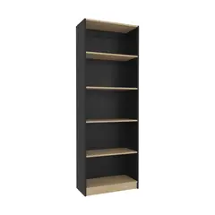 FMFURNITURE - Estante Organizador De Libros 1806x628x299 Cm Negro Y Café Claro