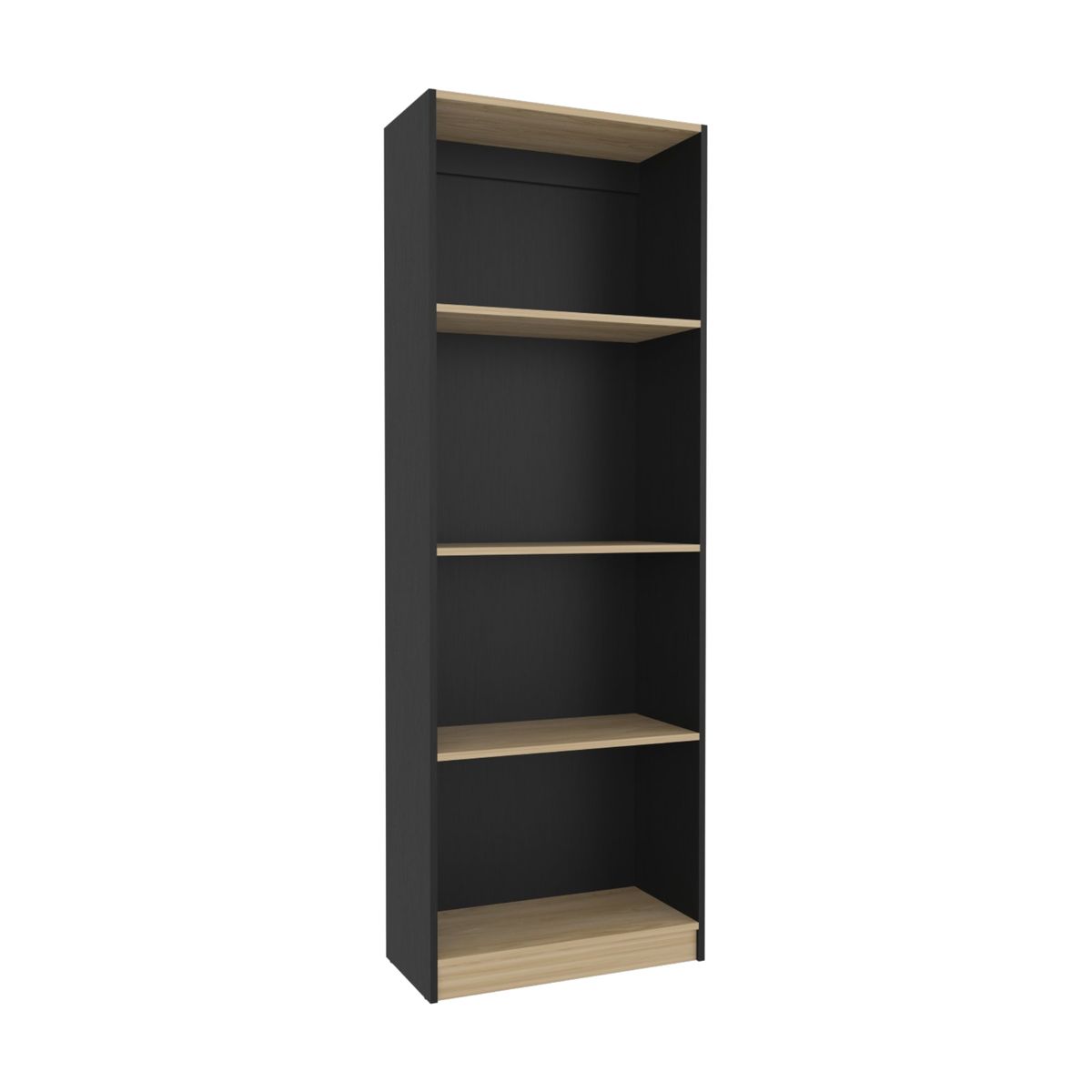 FMFURNITURE - Estante Organizador 3 Niveles 1806x628x299 Cm Negro Y Café Claro