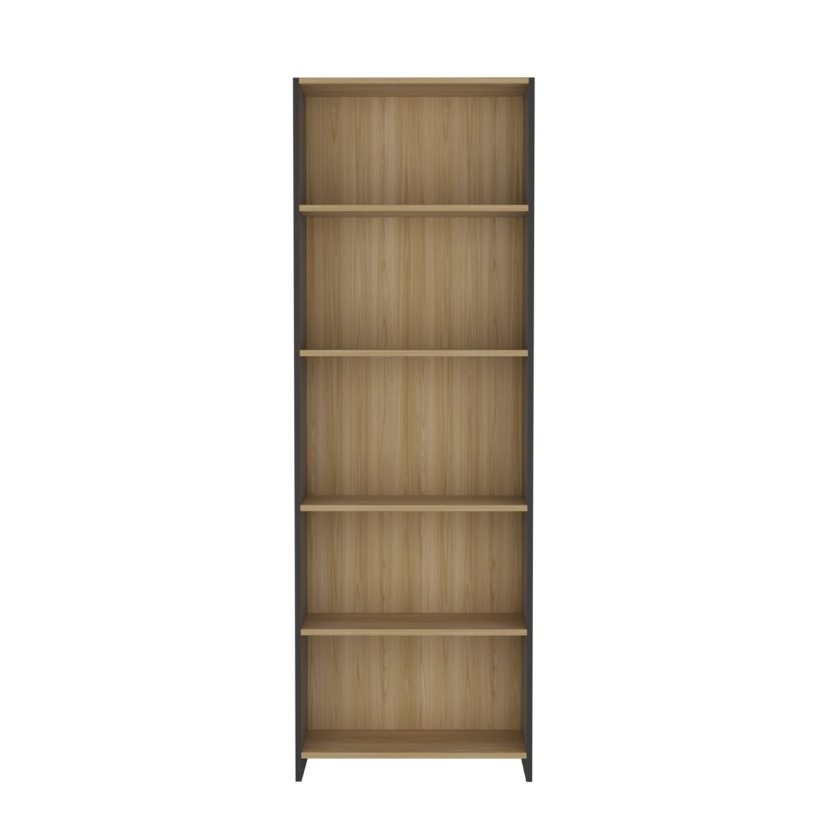 FMFURNITURE - Mueble Biblioteca Con 5 Repisas 1806x63x266 Cm Café Claro Y Negro