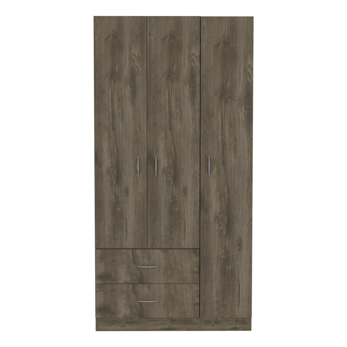 FMFURNITURE - Closet 3 Puertas 2 Cajones Café Oscuro 180x90x47 Cm