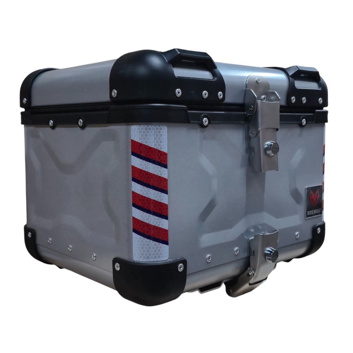 GENERICO - Maleta RIDEWOLF 0710-45 Top Case 45L plata Moto con llaves