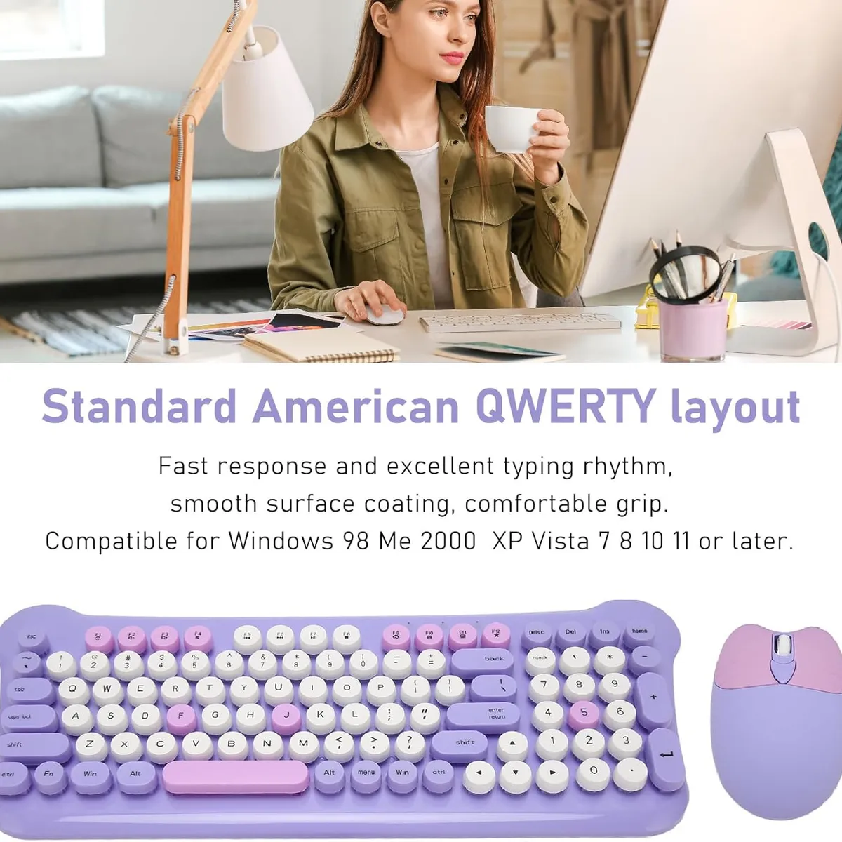 GENERICO - Teclado Gamer Inalámbrico + Mouse 24g Kit Retro