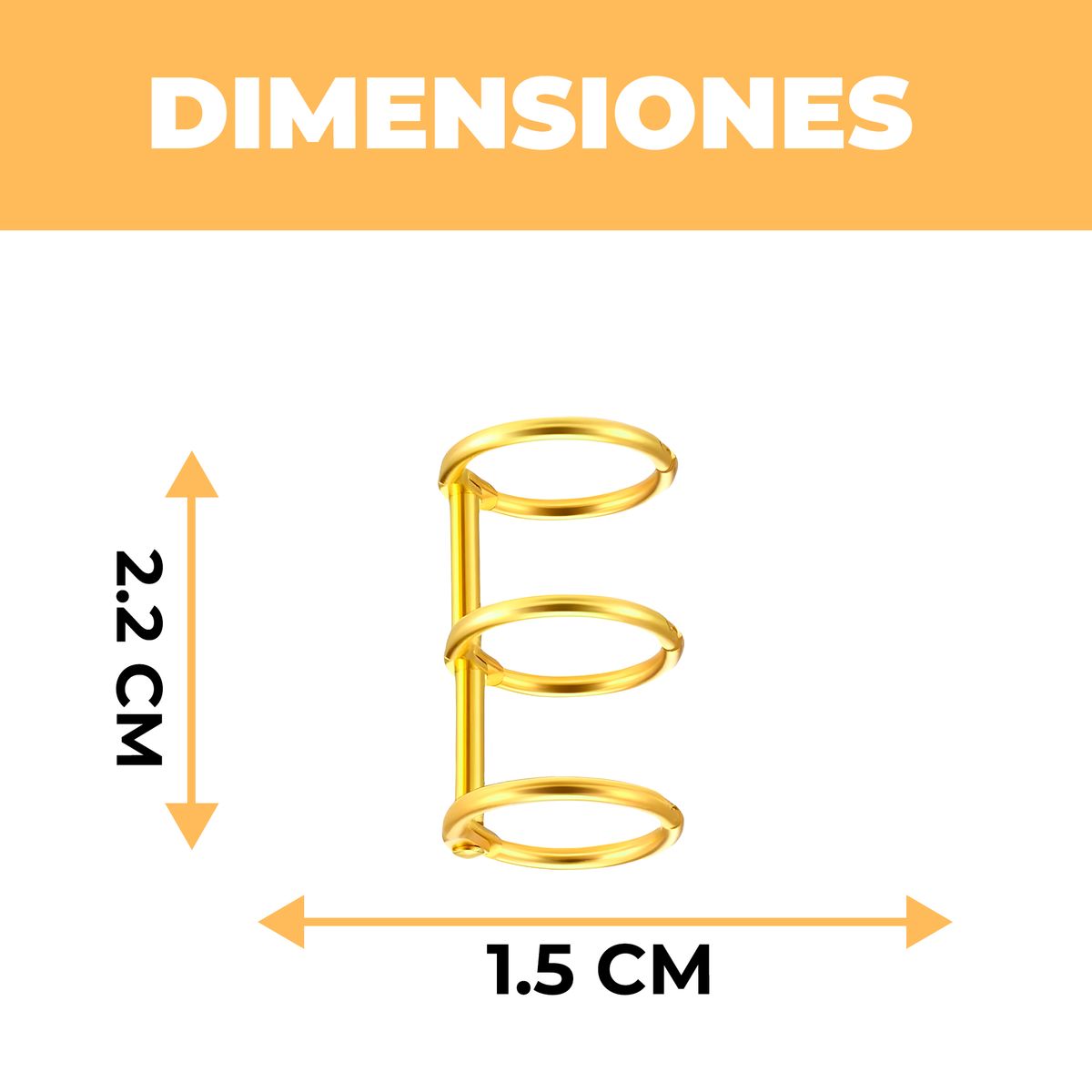 GENERICO - 20 Anillas Encuadernación 3 Ganchos Dorado 2.2 X 1.5 Cm
