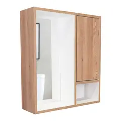 FMFURNITURE - Mueble Botiquin De Baño Con Espejo 591x515x165 Cm Café Claro