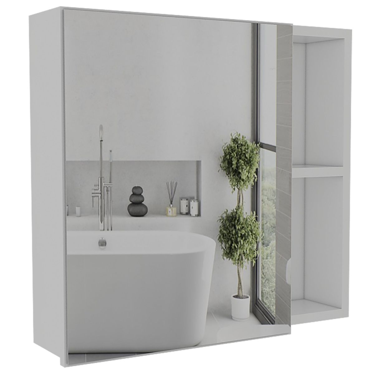 FMFURNITURE - Botiquin De Baño 1 Puerta 473x50x122 Cm Blanco