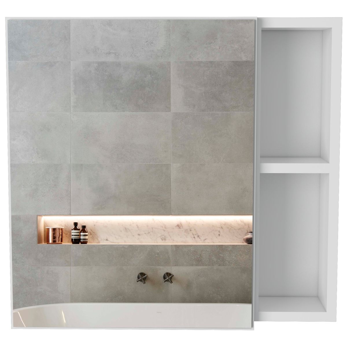 FMFURNITURE - Botiquin De Baño 1 Puerta 473x50x122 Cm Blanco