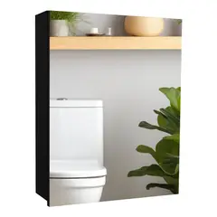 FMFURNITURE - Mueble Botiquin De Baño 505x40x122 Cm Negro