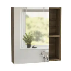 FMFURNITURE - Botiquin De Baño 1 Puerta 497x45x125 Cm Café Oscuro