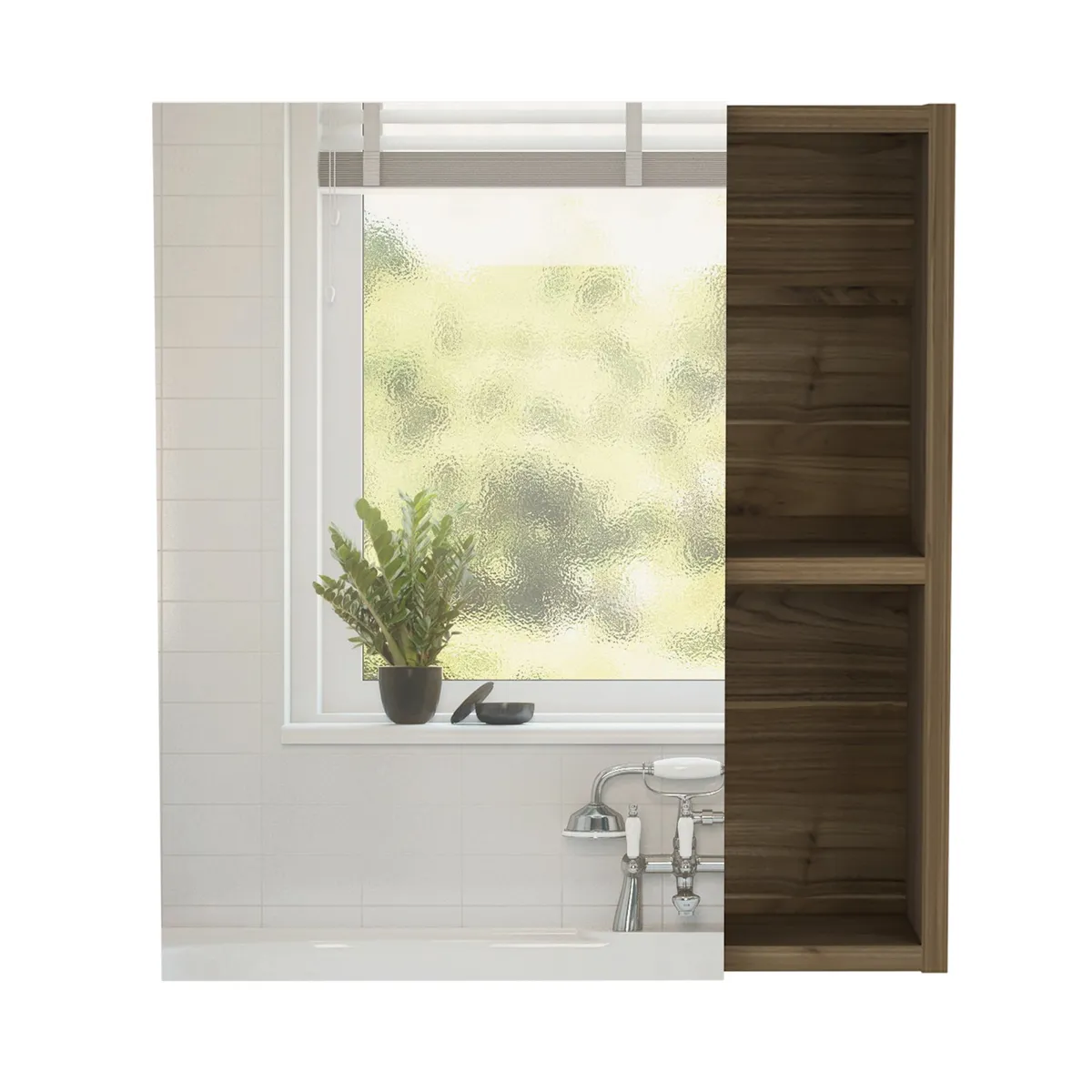 FMFURNITURE - Botiquin De Baño 1 Puerta 497x45x125 Cm Café Oscuro