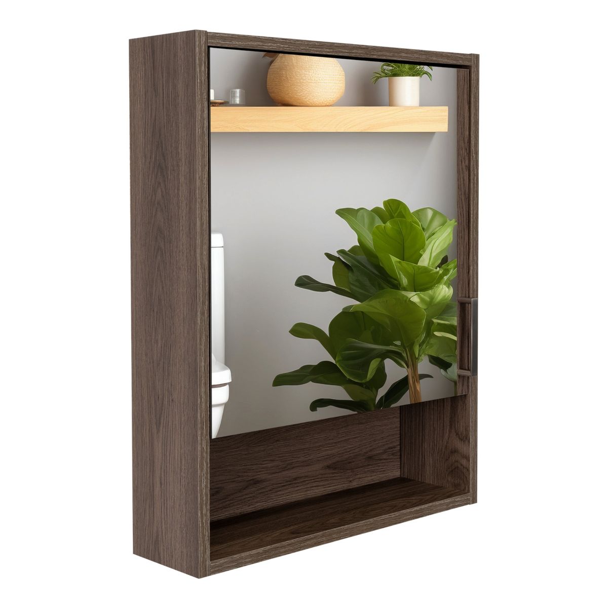 FMFURNITURE - Botiquin 1 Puerta 60x465x136 Cm Café Oscuro