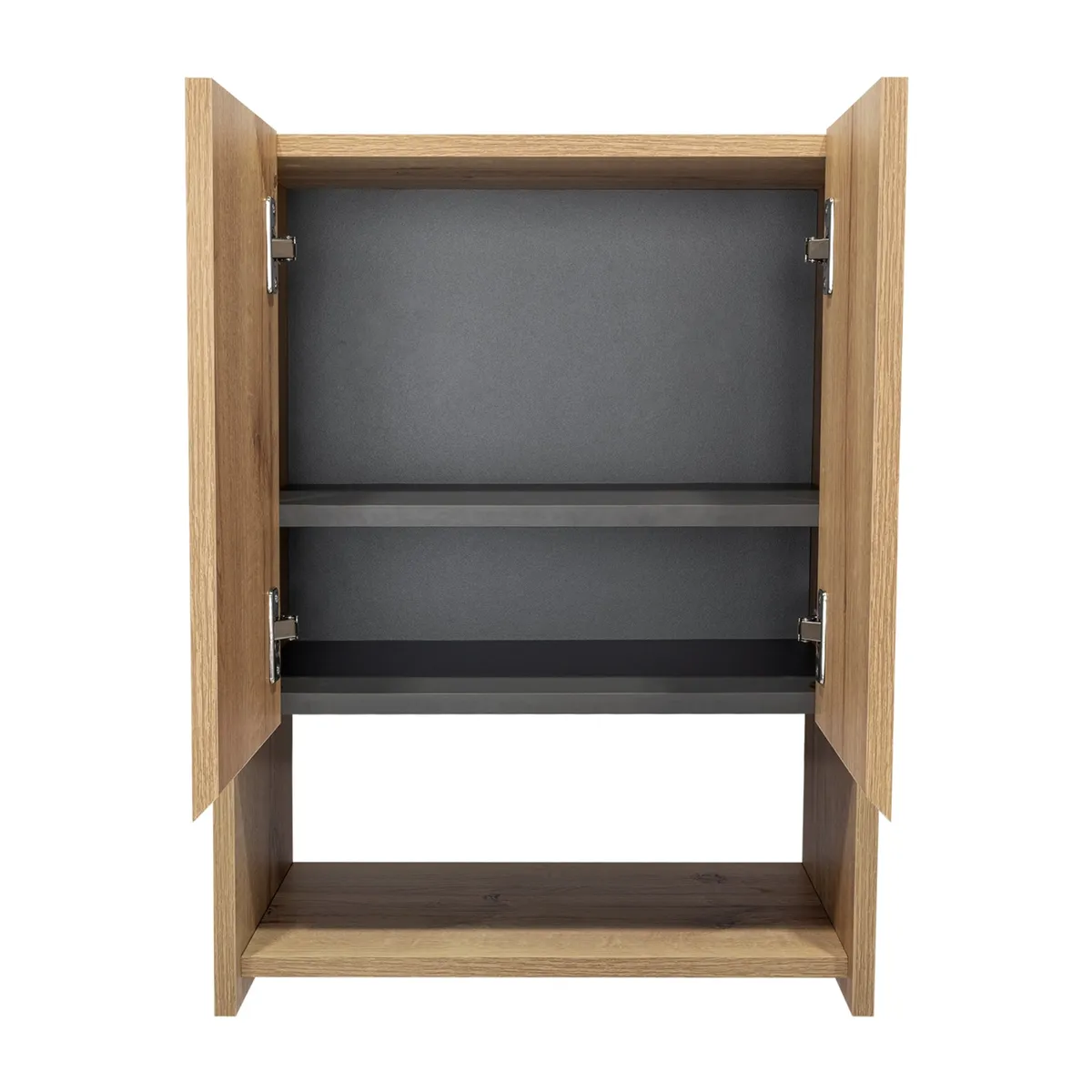 FMFURNITURE - Botiquin 2 Puertas 60x45x25 Cm Café Claro Y Gris