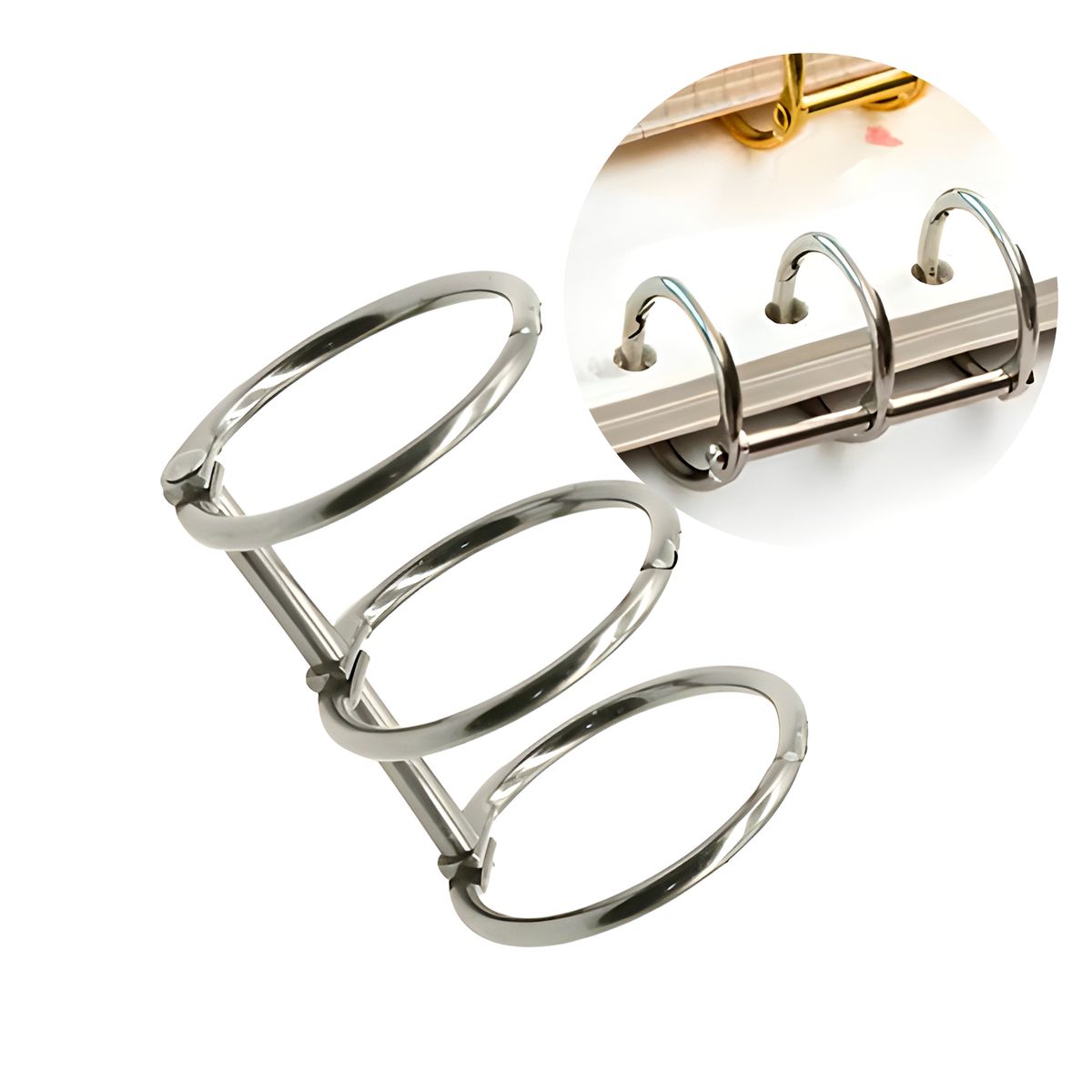 GENERICO - 20 Anillas Encuadernación 3 Ganchos Plata 2.2 X 1.5 Cm