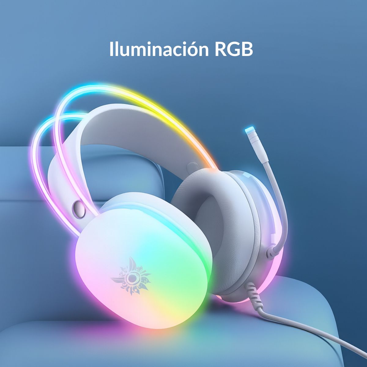 GENERICO - Audífonos De Cable Con Microfono Gamer Luz Rgb Blanco