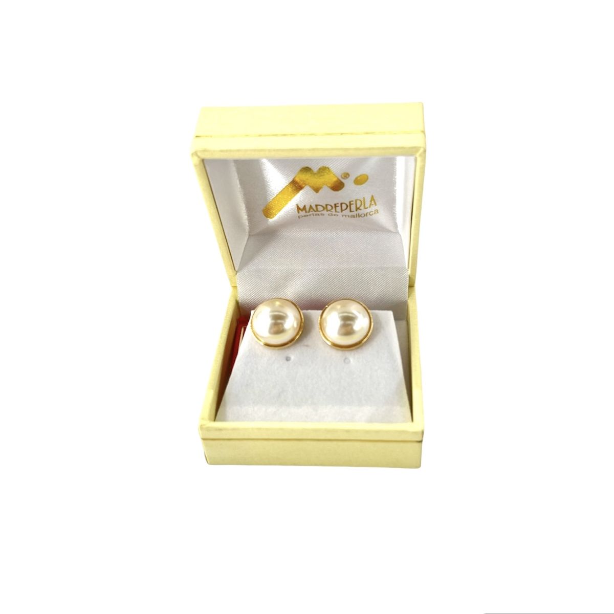 MALLORCA - Aros Media Perlas con Clip 14 mm Enchapado en Oro