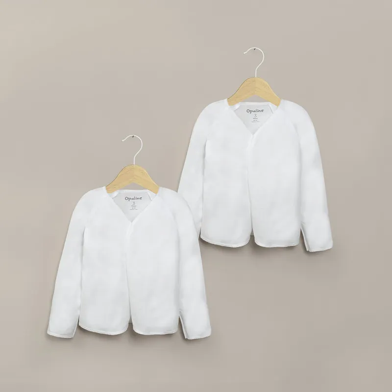 OPALINE - Pack de 2 camisetas guante blancas bebe CMJEU110S26 Recién nacido