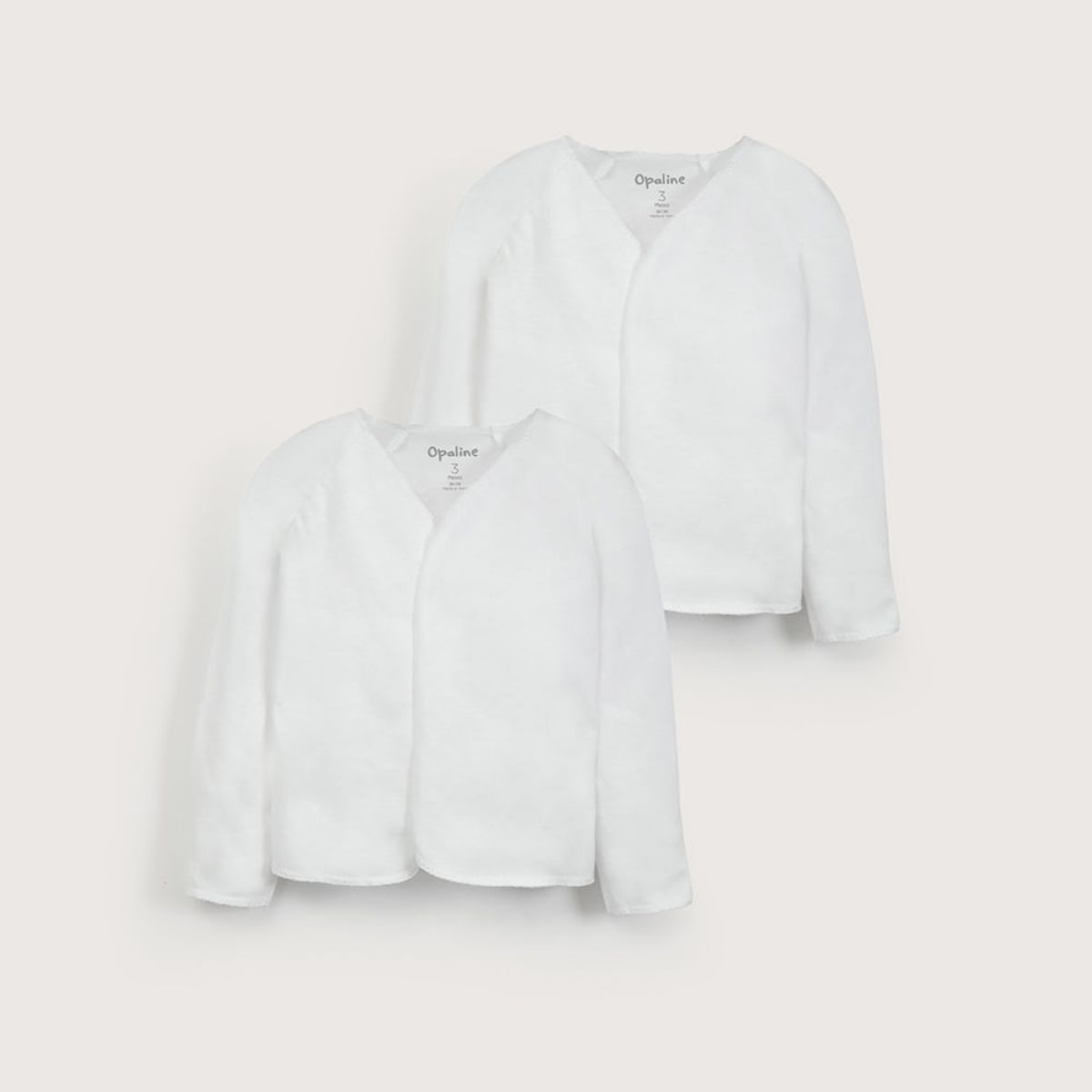 OPALINE - Pack de 2 camisetas guante blancas bebe CMJEU110S26 Recién nacido