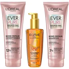 LOREAL PARIS - Rutina Brillo Al Instante Sin Sulfatos Shampoo Acondicionador + Aceite