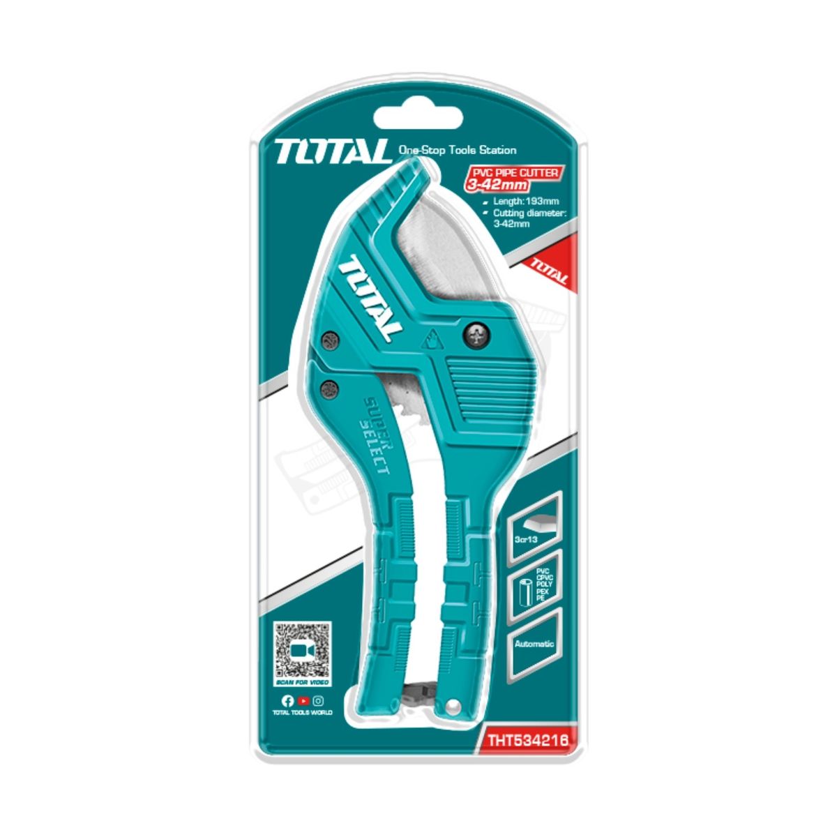 TOTAL TOOLS - Cortador de Tubo PVC 3-42mm Total