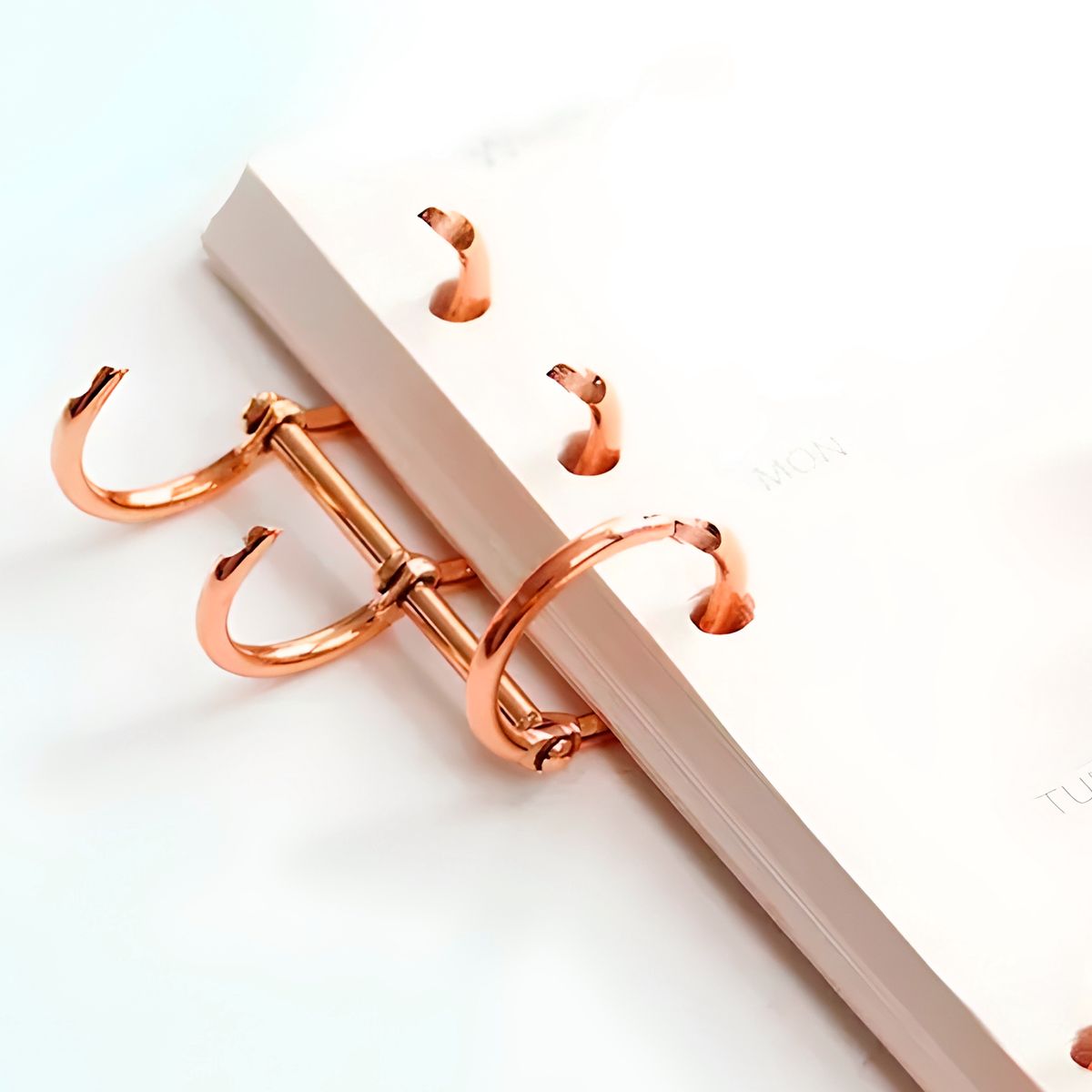 GENERICO - 20 Anillas Metalicos Encuadernación 3 Ganchos Oro Rosa 2.5 X 2 Cm