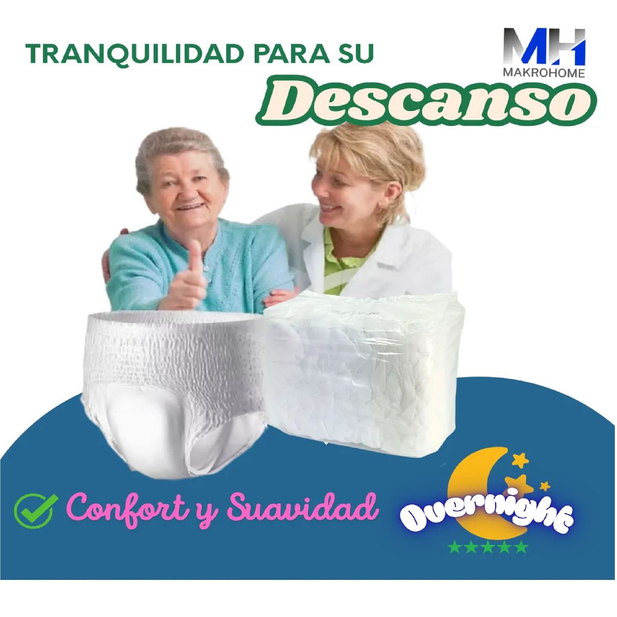 GENERICO - Pañal Adulto Tipo Pants Nocturno Overnight Máxima Absorcion Extra G