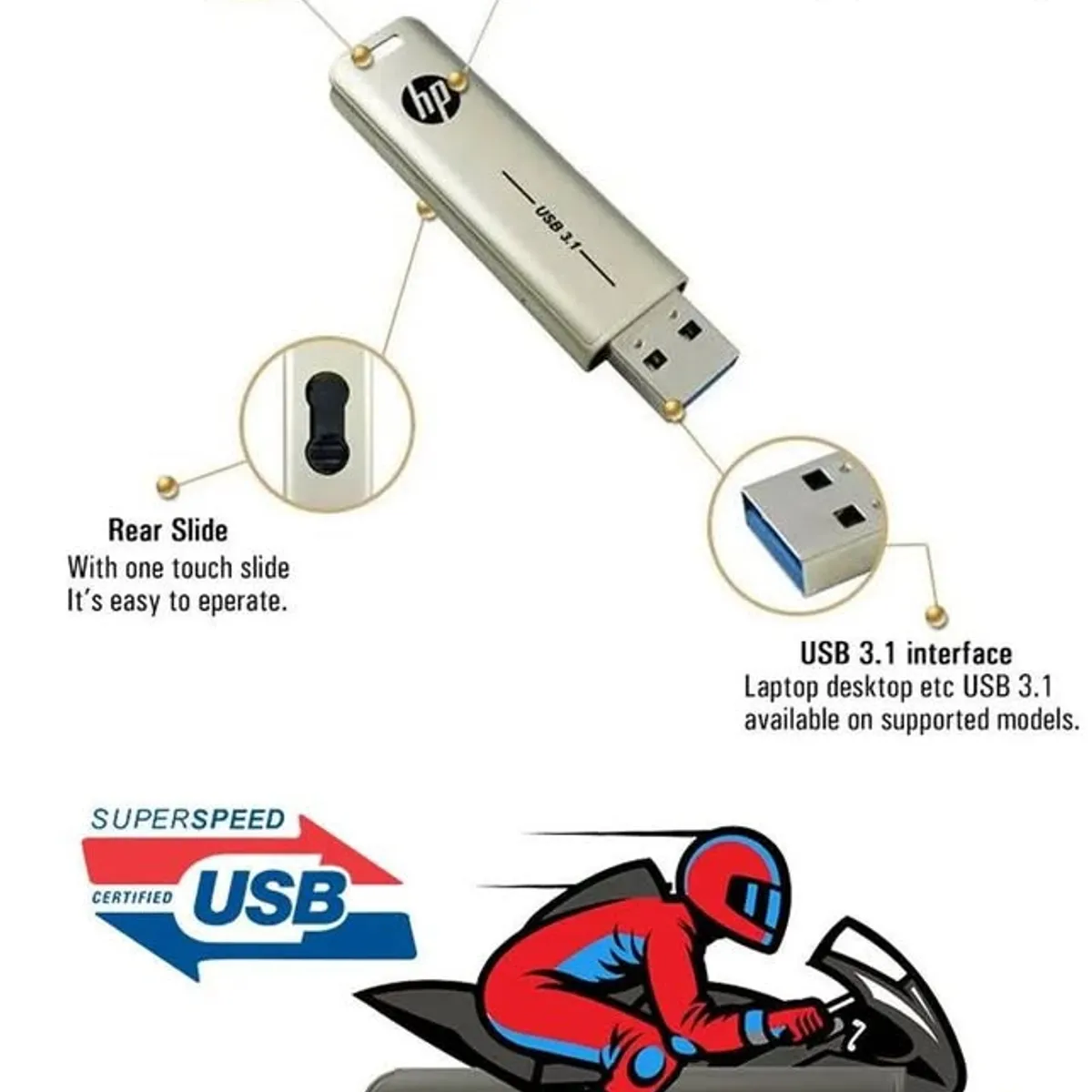 GENERICO - PenDrive flash USB HP 32GB de alta velocidad USB 2,0