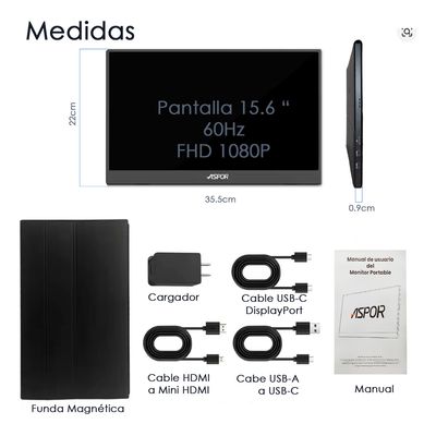 Imagen 2 del producto Monitor Portatil Con Pantalla De 15.6 Pulgadas 60hz Full Hd