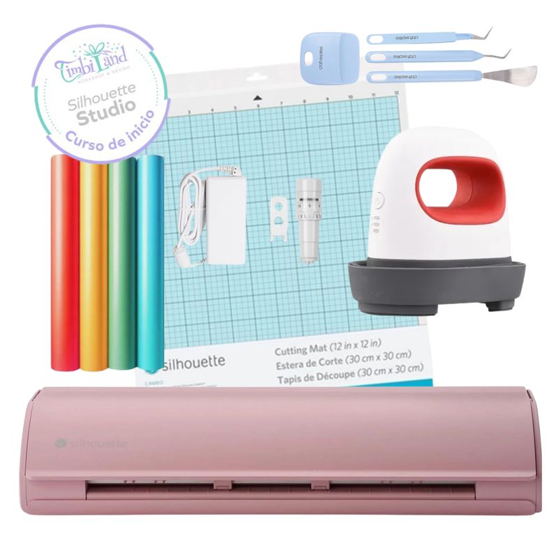 SILHOUETTE - Cameo 5 Rosada + Curso Silhouette studio + Plancha Mini